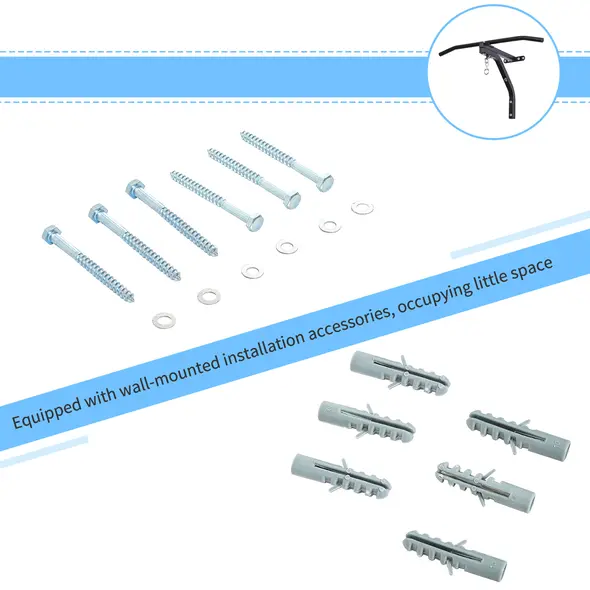 HOMCOM Punching Bag Hanger Wall Mount Bracket Kick Boxing MMA Training Frame Home Fitness Workout Pull Up Bar, Black - 5