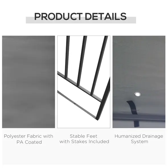 Outsunny 3 x 3m Outdoor Steel Gazebo with 2 Tier Roof, Garden Gazebo Patio Canopy Marquee Shelter with Decorative Steel Frame - Grey - 5