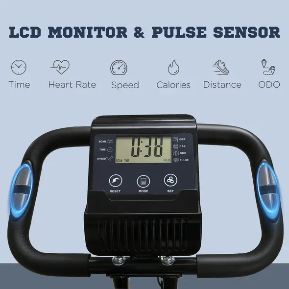 HOMCOM 2-in-1 Folding Exercise Bike with 8-Level Magnetic Resistance, Arm Resistance Band, Pulse Sensor, Green - 3