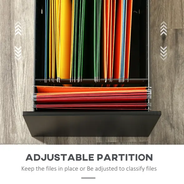 Vinsetto Metal Mobile File Cabinet with Wheels, Lockable 2 Drawer Filing Cabinet for A4, Legal, Letter, Compact Under Desk Storage Unit with Pre-Assembled Body for Home Office, 39 x 48 x 67cm, Black - 5