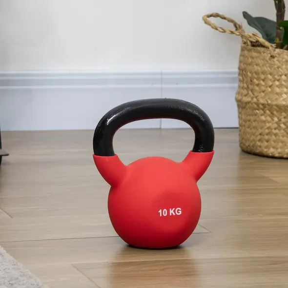 HOMCOM Soft Kettlebell, 10kg Kettle Bell with Non-Slip Handle for Home Gym Weight Lifting and Strength Training, Red - 6