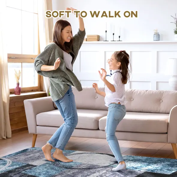 HOMCOM Blue Geometric Rug, Modern Area Rugs Large Carpet for Living Room, Bedroom, Dining Room, 160x230 cm - 3