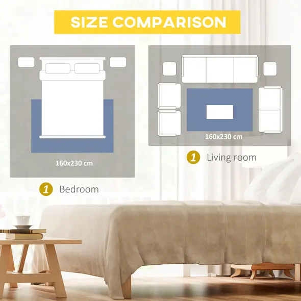 HOMCOM Blue Geometric Rug, Modern Area Rugs Large Carpet for Living Room, Bedroom, Dining Room, 160x230 cm - 5