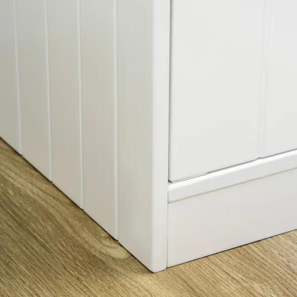 PawHut Raised Pet Feeder, with Two Bowls, Storage - White - 8