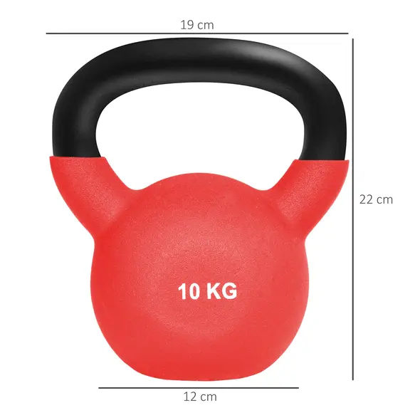 HOMCOM Soft Kettlebell, 10kg Kettle Bell with Non-Slip Handle for Home Gym Weight Lifting and Strength Training, Red - 2