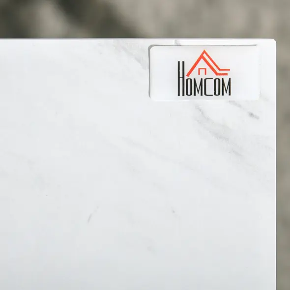 HOMCOM Modern Coffee Table Set of Two, Marble-Effect Nesting Side Tables with Steel Frame for Living Room, White, Black - 6