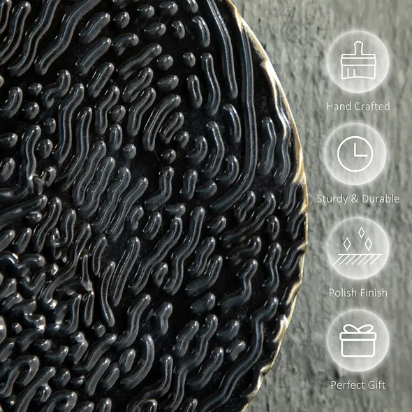 HOMCOM 3D Metal Wall Art Modern Circle Hanging Wall Sculptures Home Decor for Living Room Bedroom Dining Room, Blue Black Gold - 5