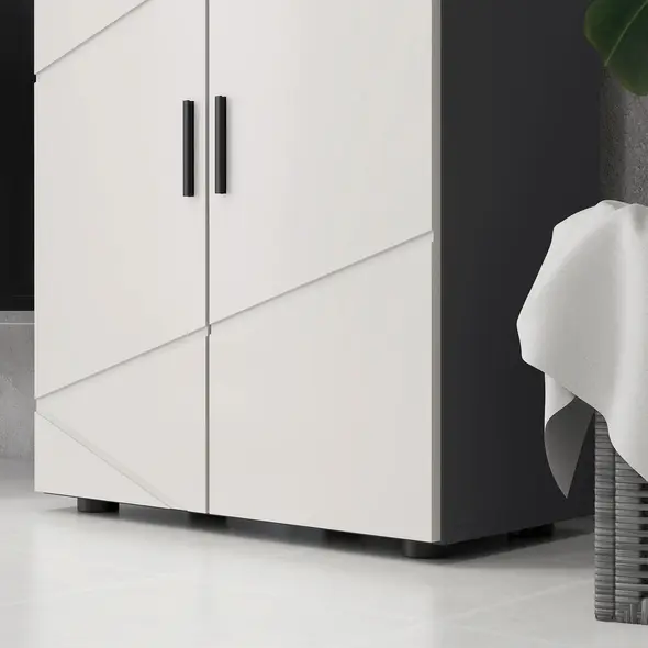 kleankin Small Bathroom Cabinet, Bathroom Storage Cabinet with 2-Doors Cupboard, 2 Adjustable Shelves and Soft Close Mechanism, Grey - 8