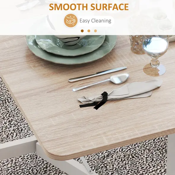 HOMCOM 4-6 Person Drop Leaf Dining Table - Oak - 6