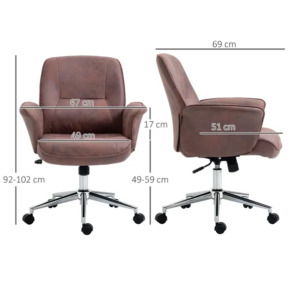 Vinsetto Office Chair, Desk Chair, Swivel Computer Chair with Armrest and Rolling Wheels for Home and Work, Red - 2