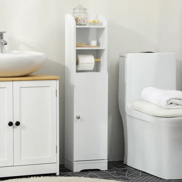 kleankin Multi-Storage Narrow Bathroom Cabinet - White - 1