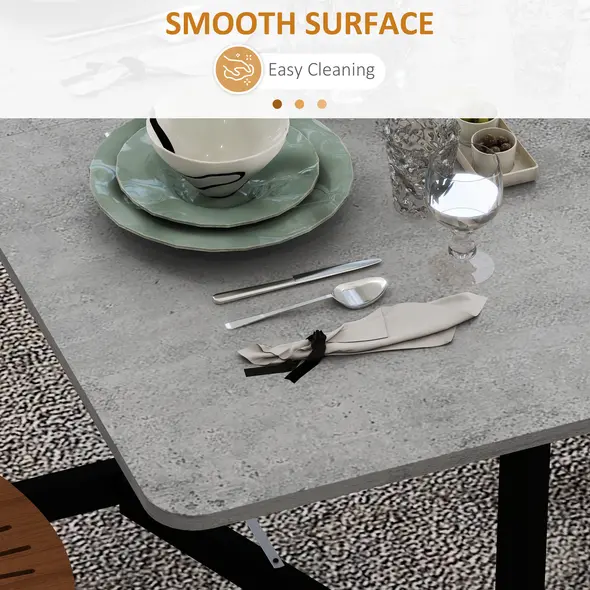 HOMCOM Mobile Drop Leaf Table, Folding Dining Table with 6 Wheels & Brakes, Kitchen Table for Small Spaces, Grey Marble Effect - 6