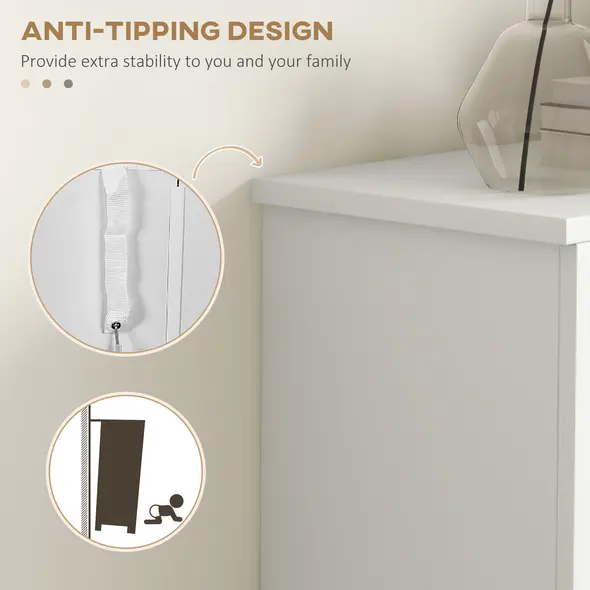 HOMCOM Modern Shoe Cabinet with 2 Flip Drawers and Adjustable Shelves, Narrow Shoe Storage Cabinet with Open Compartment, Holds 10 Pairs for Entryway, Hallway, White - 6