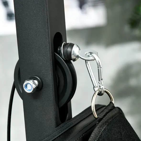 SPORTNOW Pull Up Station, Power Cage with Adjustable Seat, for Home Gym - Black - 7