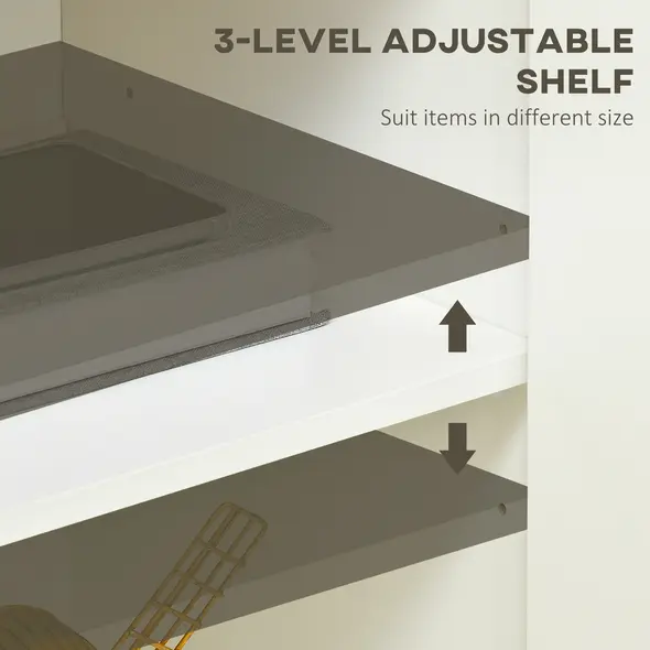 HOMCOM Kitchen Sideboard, Storage Cabinet with Double Doors and Adjustable Shelf for Living Room, Entryway, White - 4