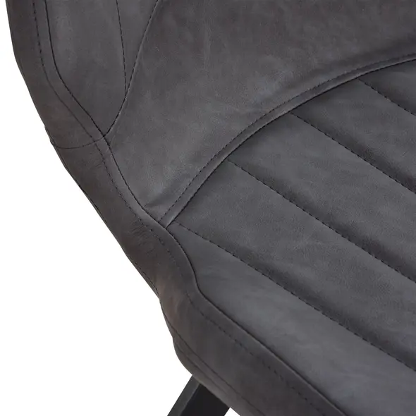 HOMCOM Dining Chairs Set of 2, PU Leather Upholstered Kitchen Chairs with Backs, Moulded Padded Seats and Steel Frame for Dining Room, Grey - 6