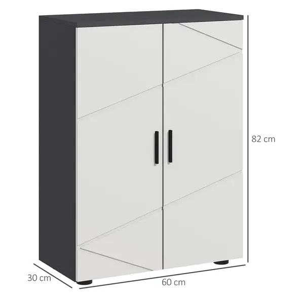 kleankin Small Bathroom Cabinet, Bathroom Storage Cabinet with 2-Doors Cupboard, 2 Adjustable Shelves and Soft Close Mechanism, Grey - 2