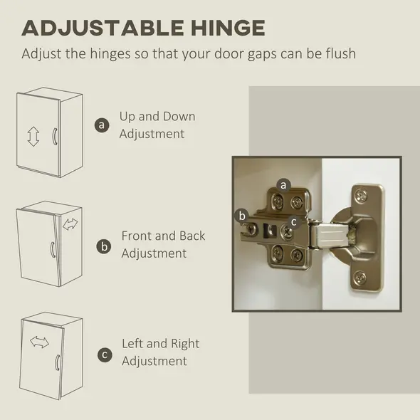 HOMCOM Kitchen Sideboard, Storage Cabinet with Double Doors and Adjustable Shelf for Living Room, Entryway, White - 5