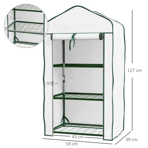 Outsunny Three-Tier Mini Greenhouse - White - 2