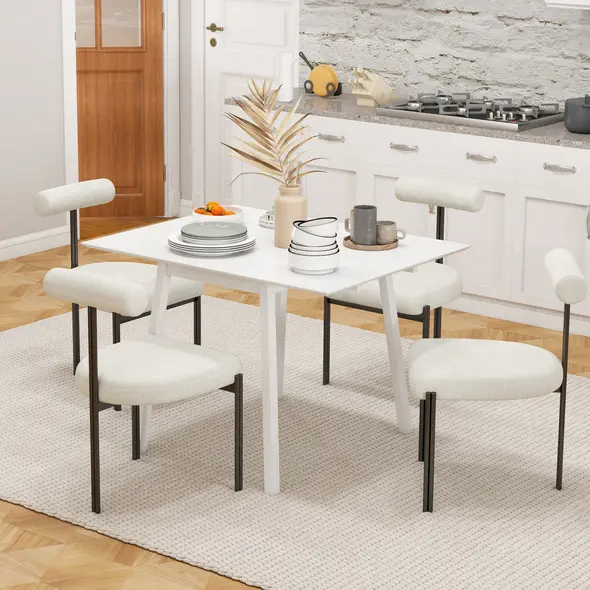 HOMCOM Solid Wood Folding Dining Table, Drop Leaf Table for 2-4 People, Rectangle Kitchen Table for Small Space, White - 6