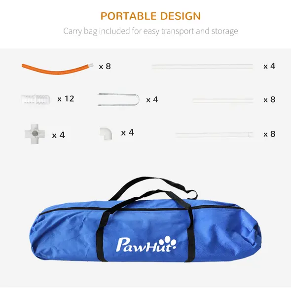 PawHut Dog Agility Equipment Set, Dog Agility Training Equipment for Dogs w/ Oxford Carry Bag, 4 PCS Weave Poles Orange - 5