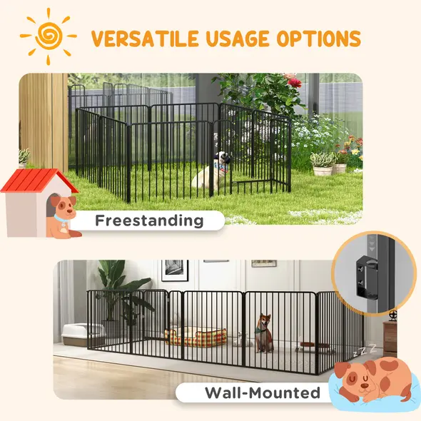 PawHut 80cm 8 Panels Heavy Duty Dog Pen, Pet Playpen for Indoors, Outdoors, Small, Medium Dogs - 5