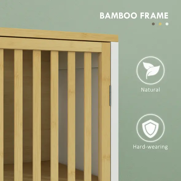 HOMCOM Bamboo-Blend Retro Cut-Out Under Sink Cabinet - 5