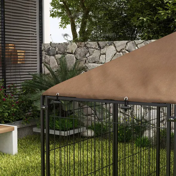 PawHut Outdoor Dog Kennel Puppy Play Pen with Canopy Garden Playpen Fence Crate Enclosure Cage Rotating Bowl 211 x 141 x 151 cm - 8