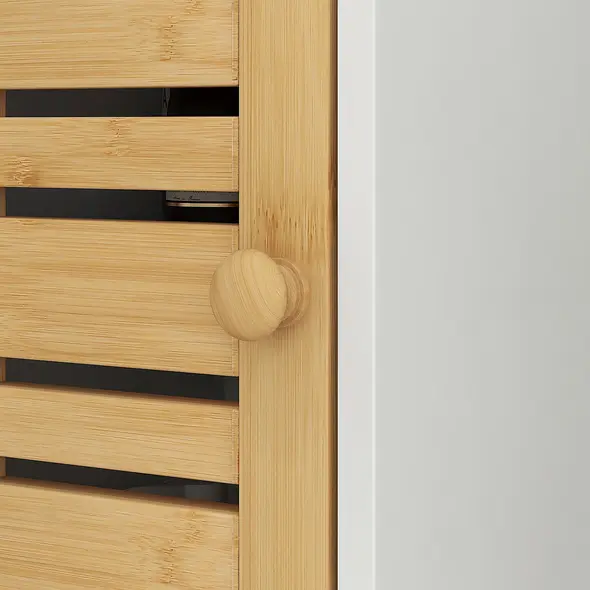 HOMCOM Bathroom Cabinet with Toilet Paper Holder - White - 7