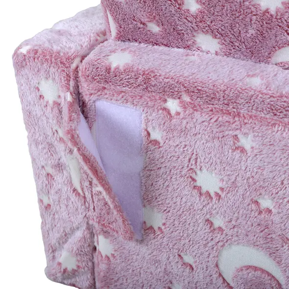 AIYAPLAY 2 in 1 Kids Folding Bed Armchair with Glow in The Dark Cosmic Design, Washable Cushion and Cover, Pink - 7