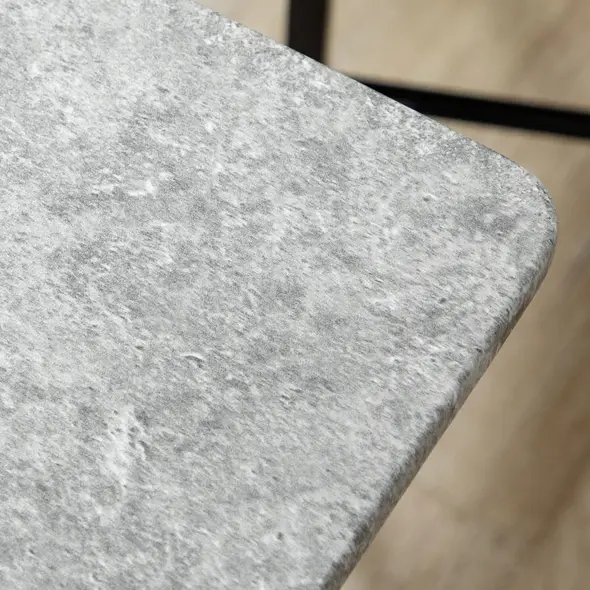 HOMCOM Five-Piece Marble Effect Dining Table Set - Grey/Black - 8