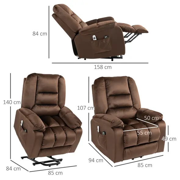 HOMCOM Leathaire Eight Massage Point Armchair, with Heat and Reclining Back - Brown - 2