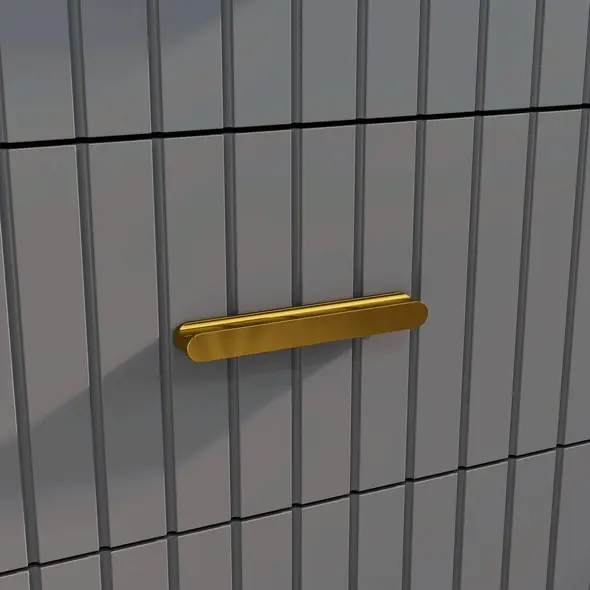 HOMCOM Three Drawer Embossed Line Dresser - Grey/Gold Tone - 8