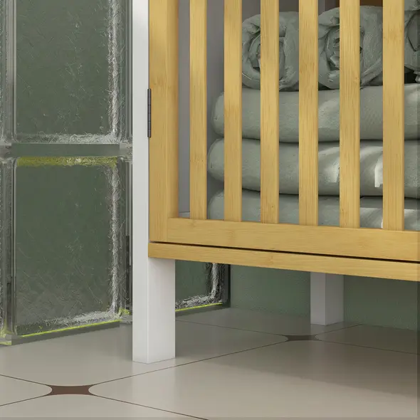 HOMCOM Bamboo-Blend Retro Cut-Out Under Sink Cabinet - 8