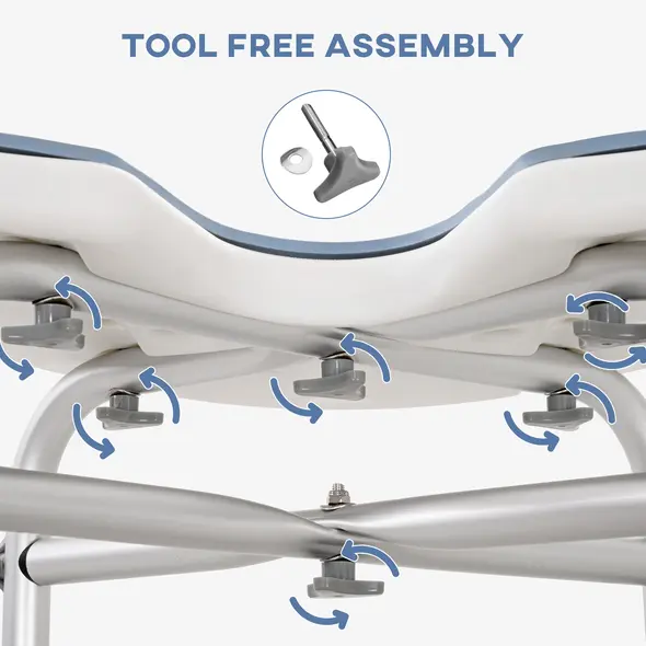 HOMCOM 39-51.5cm 'U' Seat Padded Shower Stool - Light Blue - 5