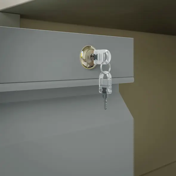 Vinsetto 3 Drawer Filling Cabinet, Mobile Metal File Cabinet with Anti-tilt Design for Letter, A4, Legal Size, Grey - 8