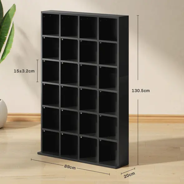 HOMCOM CD Storage Unit with Adjustable Shelves, 89 x 130.5 cm, Black - 2