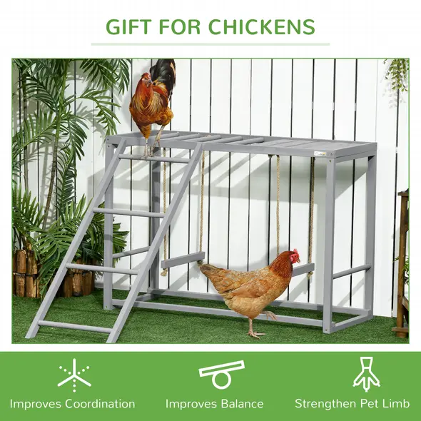PawHut Walk In Chicken Run with Chicken Activity Shelf and Cover, 2.8 x 5.7 x 2m - 6