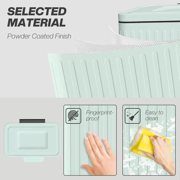 HOMCOM Dual Kitchen Bin, 2 x 20L Double Bin for Recycling and Waste, Fingerprint-proof Pedal Bin with Soft-Close Lid, Removable Inner Buckets, Green - 5