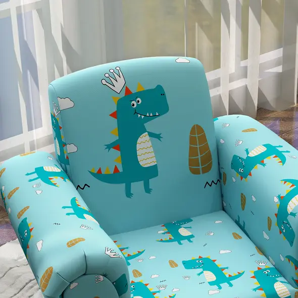 AIYAPLAY 2 Piece Kids Sofa Set with Dinosaur Design, Wooden Frame, for 1.5-3 Years Old, Blue - 7