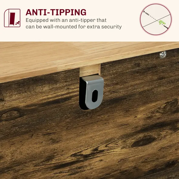 HOMCOM Sideboard with Rubberwood Top and Adjustable Shelves for Dining Room, Kitchen - Rustic Brown - 6