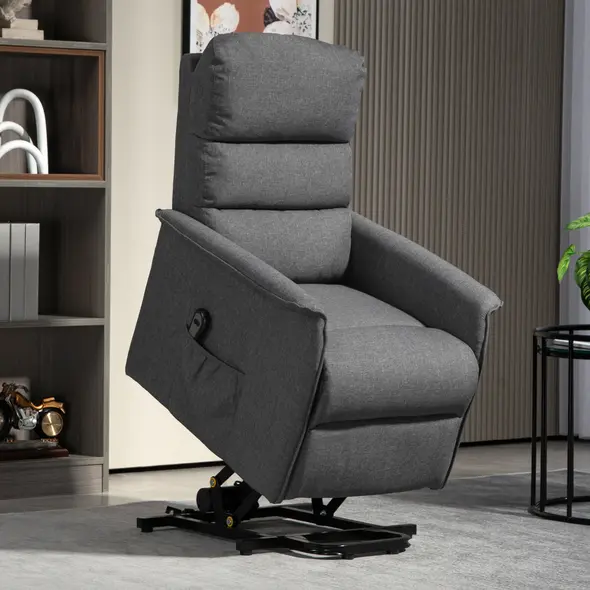 HOMCOM Electric Riser Recline Armchair, with Footrest - Dark Grey - 1