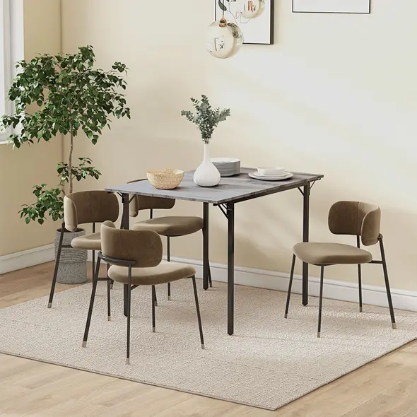 HOMCOM Four-Person Drop Leaf Dining Table - Grey - 7