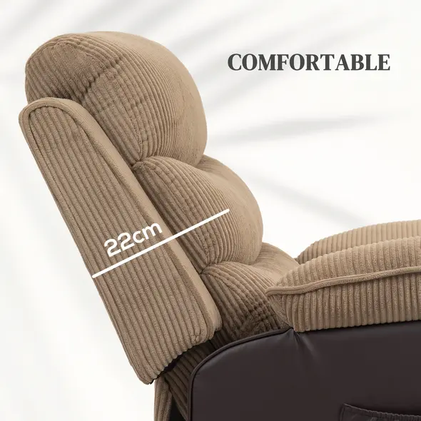 HOMCOM Power Lift Recliner Chair for Elderly, Patchwork Design Oversized Electric Riser and Recliner Armchair for Living Room with Remote Control, USB Port and 2 Side Pockets, Brown - 5