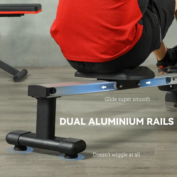 SPORTNOW Folding Magnetic Rowing Machine, with 16-Level Adjustable Resistance, Black - 5