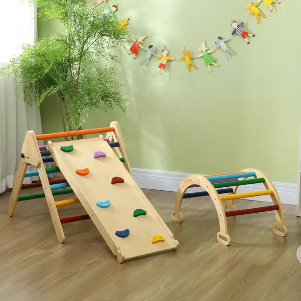 AIYAPLAY 5-in-1 Toddler Climbing Frame with Ramp, Arch, for 18-48 Months, Multicoloured - 8