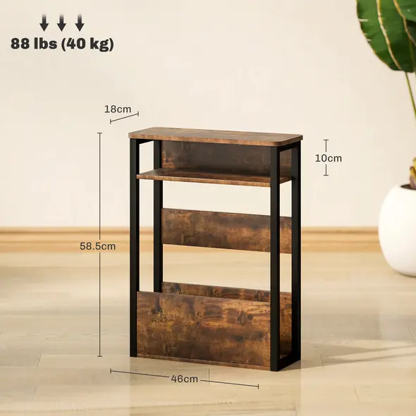 HOMCOM Industrial-Style Side Table - Black/Brown - 2