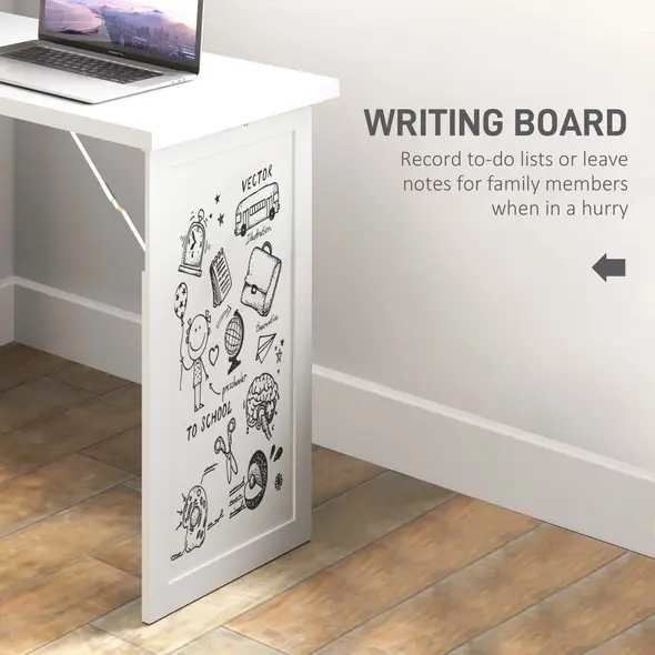 HOMCOM Three-Part Work Desk, with Storage and Writing Board - White - 5