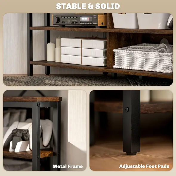 HOMCOM Industrial-Style Corner TV Unit - Black/Brown - 7