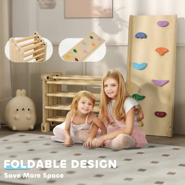 AIYAPLAY 3 in 1 Kids Climbing Set Indoor with Sliding Ramp, Foldable design, Gift for 2-6 Years Old - 6